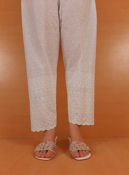 Chikankari Trouser - White - ZT462