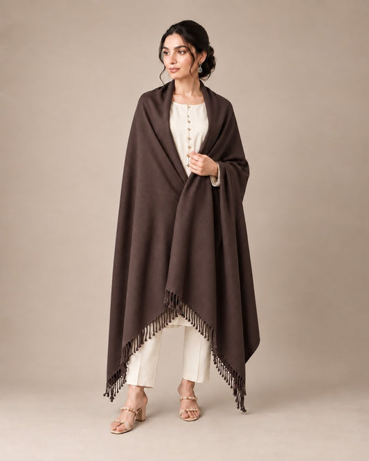 Chocolate Plain Winter Shawl Plain – ZSH93