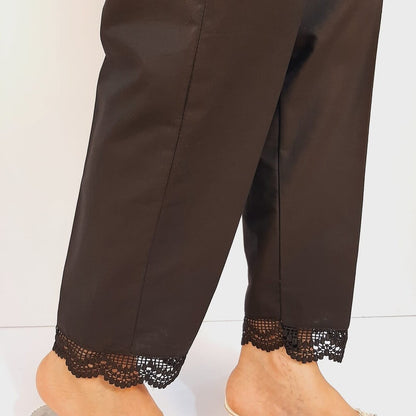 Cotton Trouser With Bottom Lace - Black - ZT535