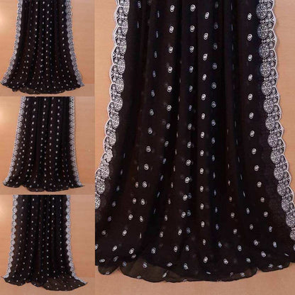 Cutwork Embroided Chiffon Dupatta – Black / White - ZD30