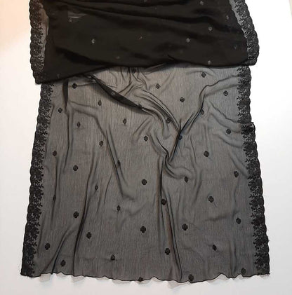 Cutwork Embroided Chiffon Dupatta - Black