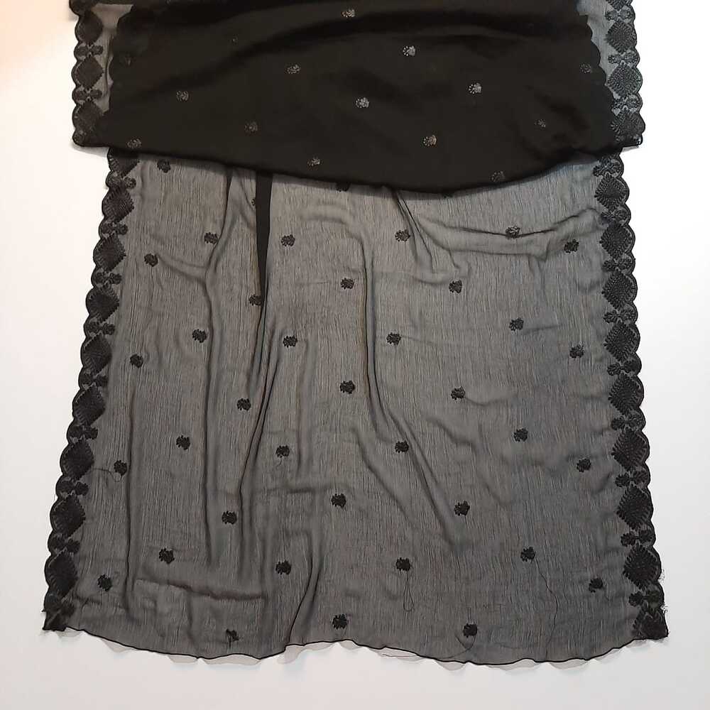 Cutwork Embroided Chiffon Dupatta - Black