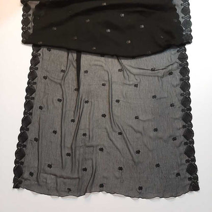 Cutwork Embroided Chiffon Dupatta - Black