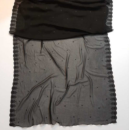 Cutwork Embroided Chiffon Dupatta - Black