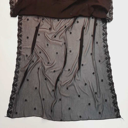 Cutwork Embroided Chiffon Dupatta - Black