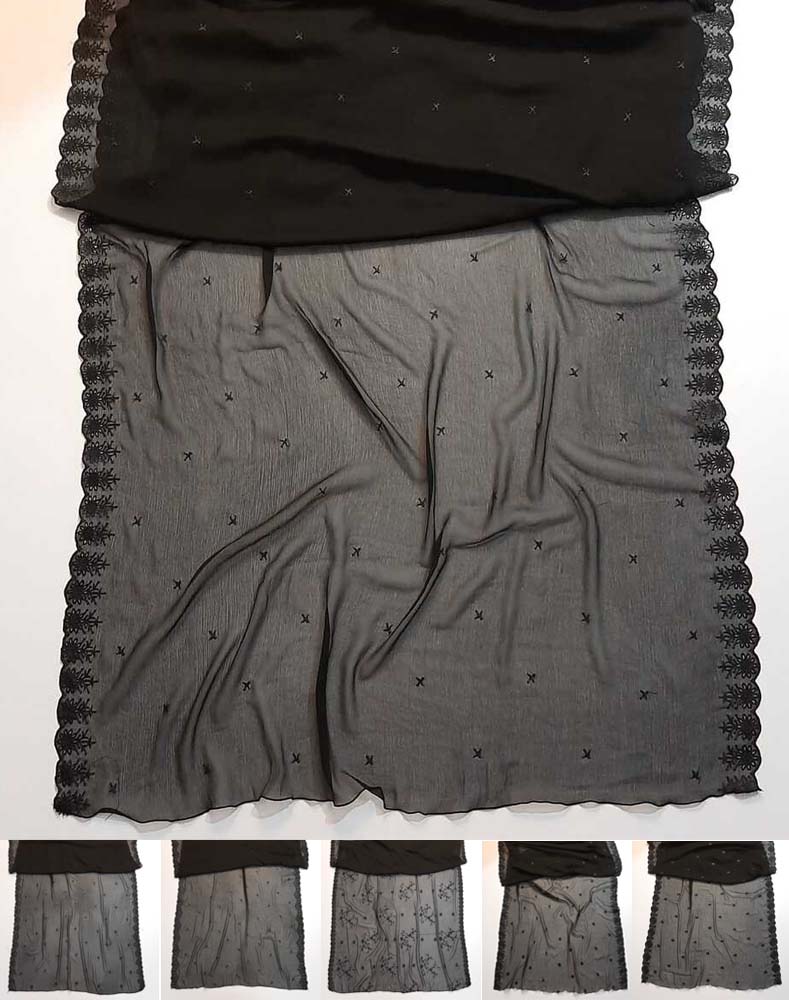 Cutwork Embroided Chiffon Dupatta - Black