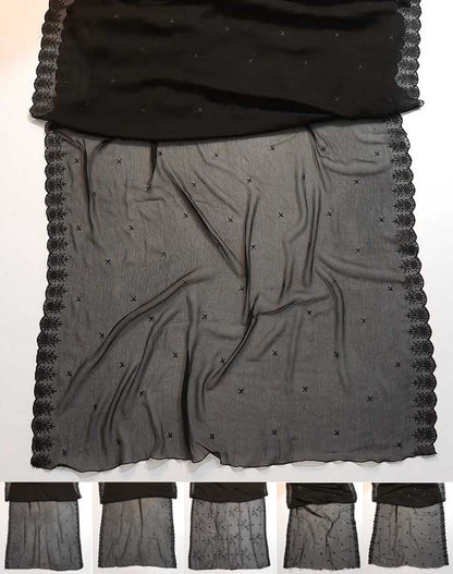 Cutwork Embroided Chiffon Dupatta - Black