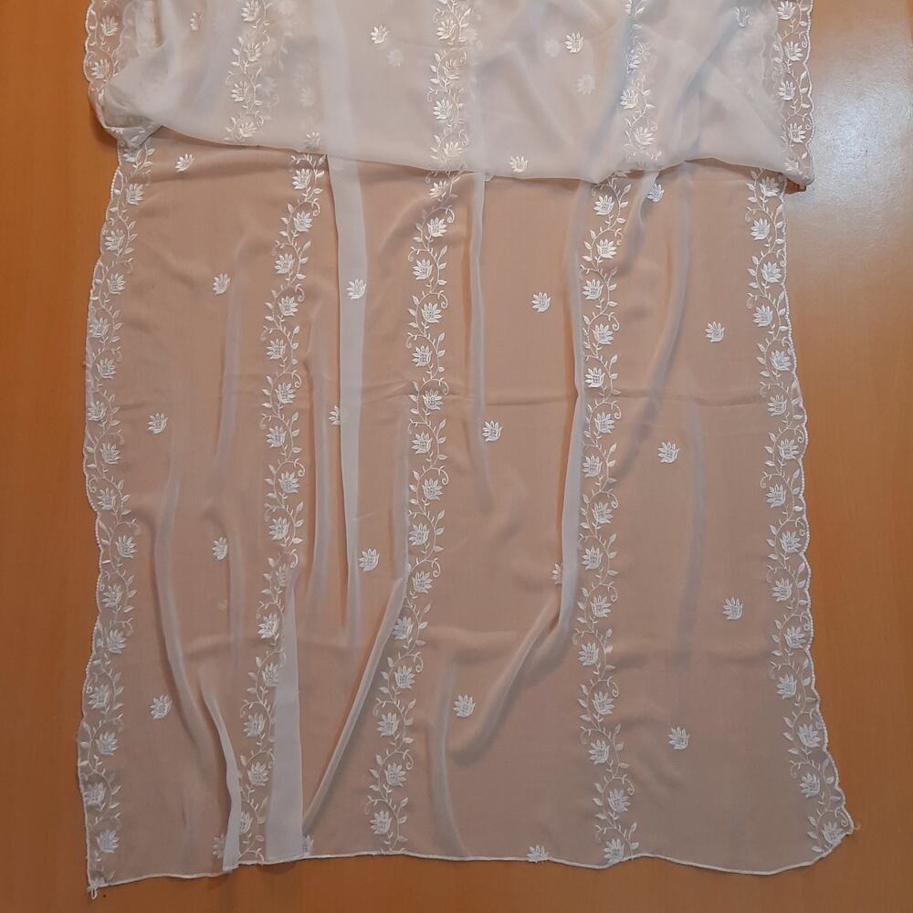 Cutwork Embroided Chiffon Dupatta - Dyeable - White