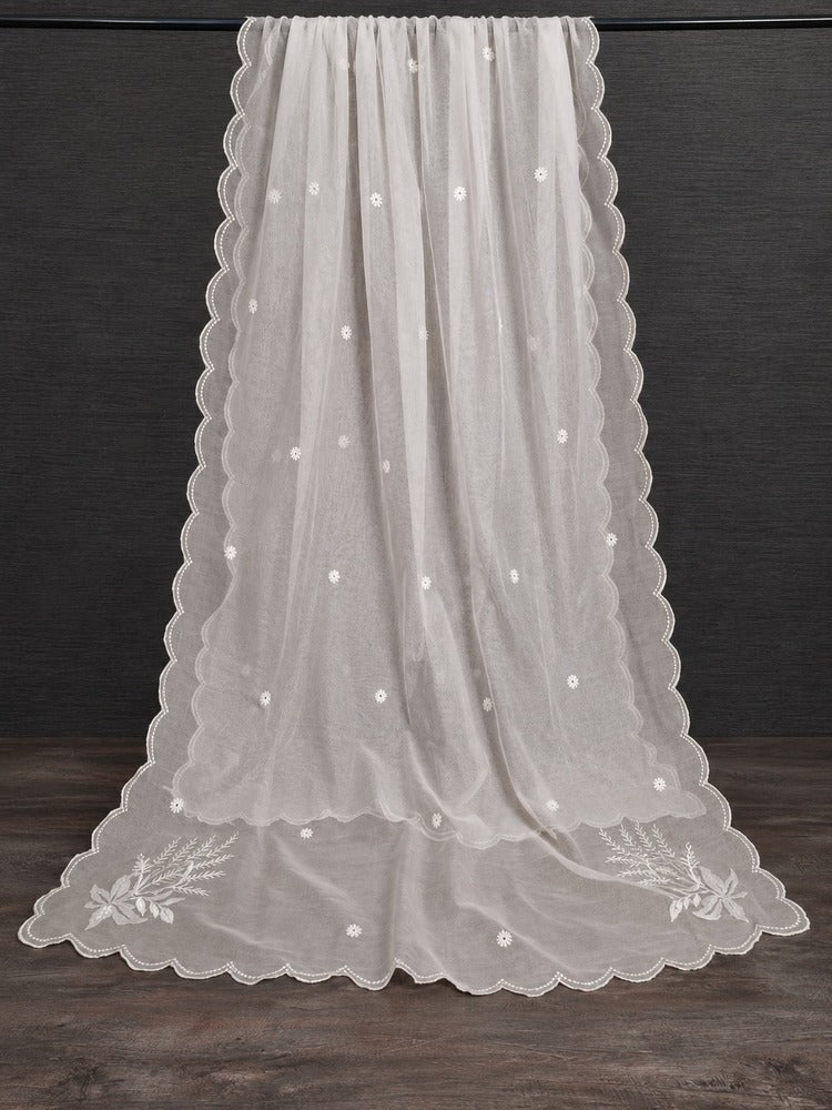Khaadi Net Dupatta - White - MK07