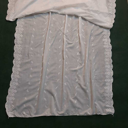 Cutwork Embroided Lawn Dupatta – White