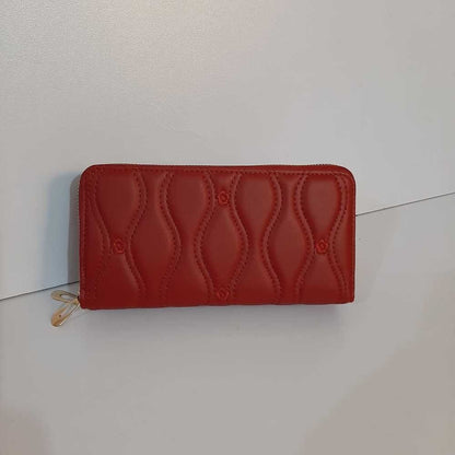 Double Zip Leather Wallet - Maroon - W13