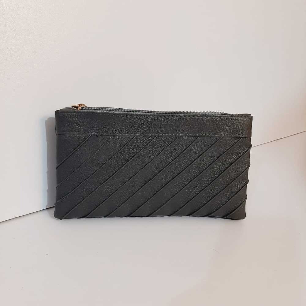 Double Zip Soft Leather Wallet - Grey - W07