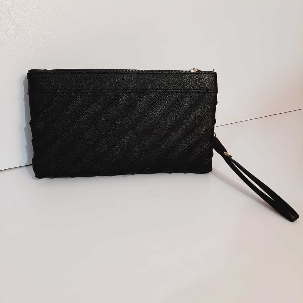 Double Zip Soft Leather Wallet - Black - W07 – ZARDI