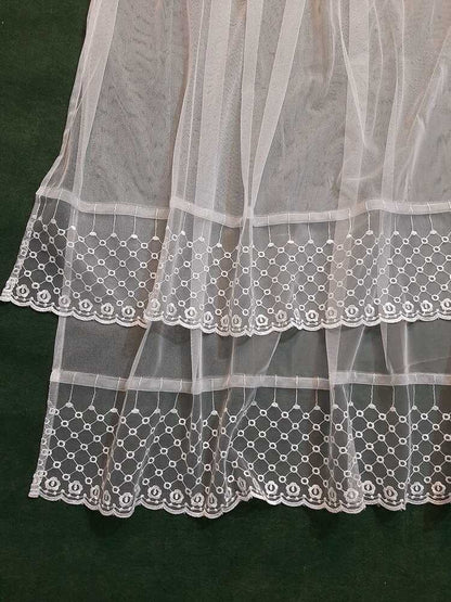 Dupatta With Bottom Lace White - Net - ZD100