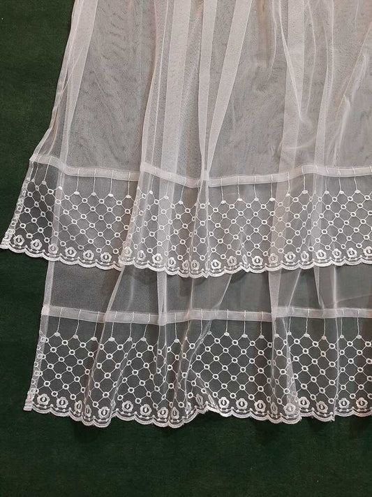 Dupatta With Bottom Lace White - Net - ZD100