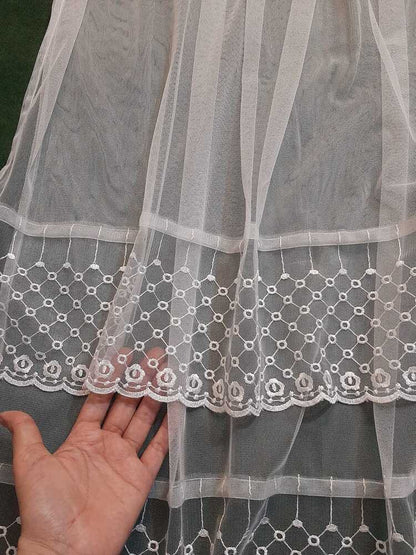 Dupatta With Bottom Lace White - Net - ZD100