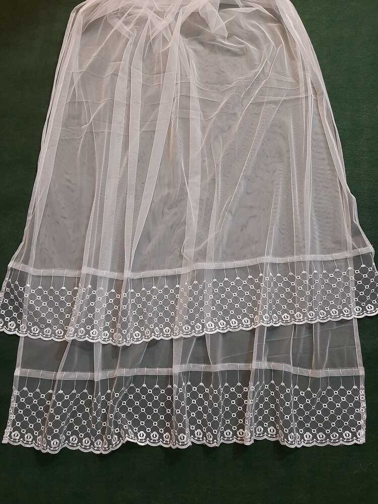 Dupatta With Bottom Lace White - Net - ZD100