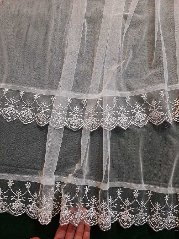 White Net Dupatta With Bottom Lace - ZD105