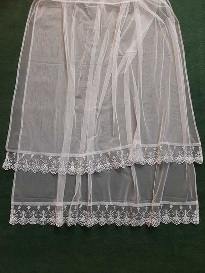 White Net Dupatta With Bottom Lace - ZD105