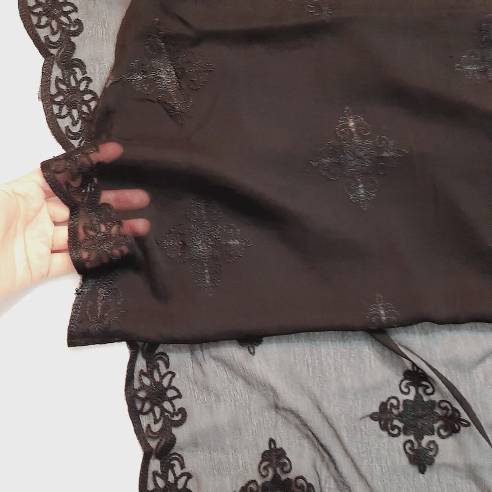 Embroided Chiffon Dupatta – Black