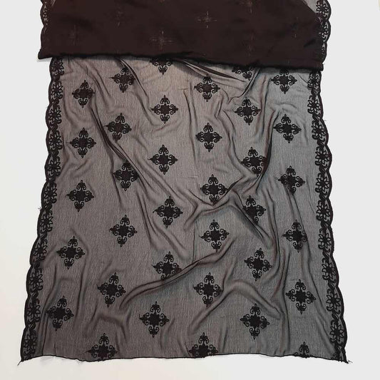 Embroided Chiffon Dupatta – Black