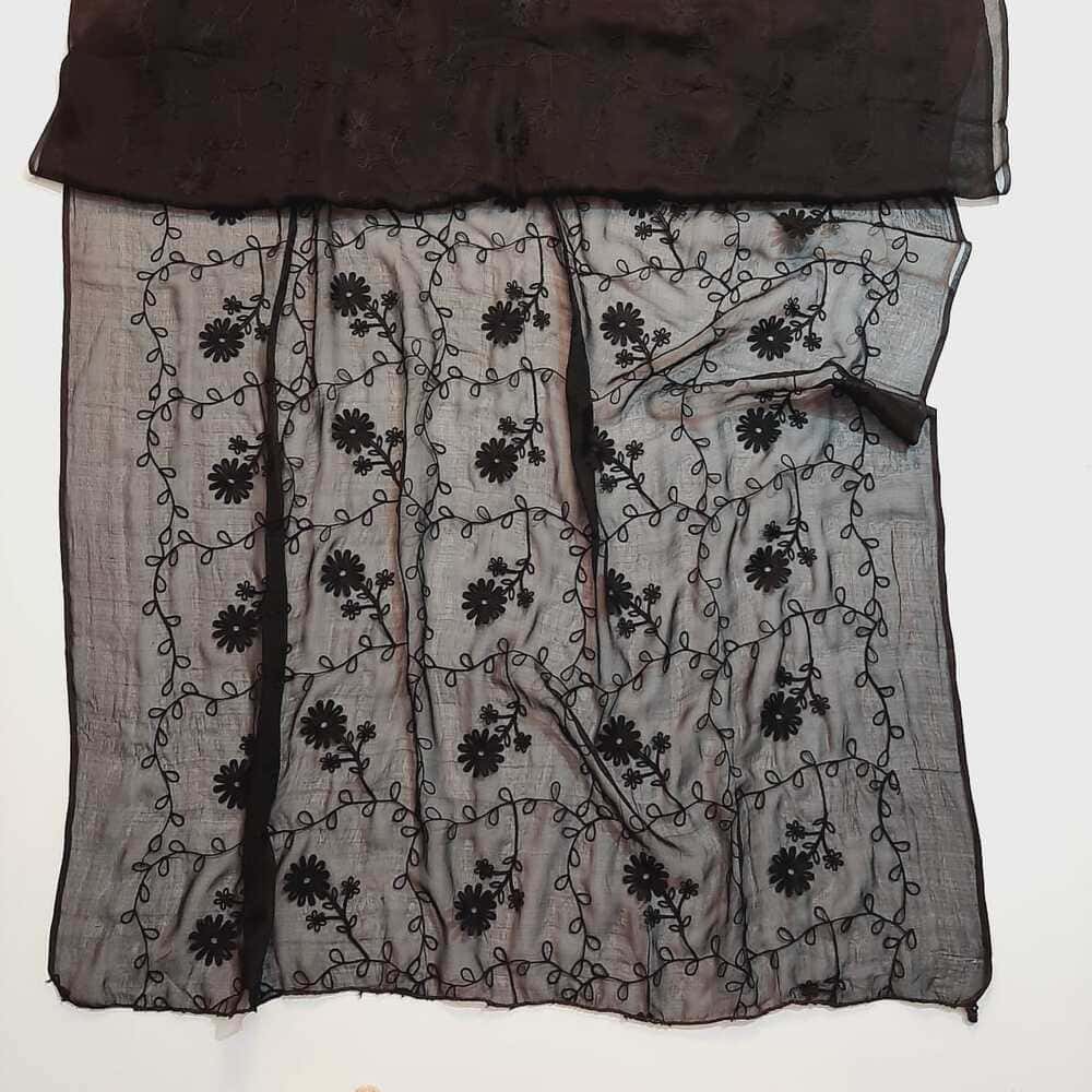 Embroided Chiffon Dupatta – Black