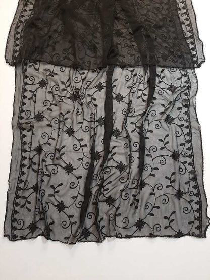 Embroided Chiffon Dupatta – Black