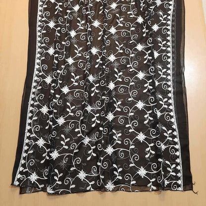 Embroided Chiffon Dupatta – Black/white