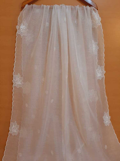 Embroided Khaadi Organza Dupatta - Dyeable - LG02