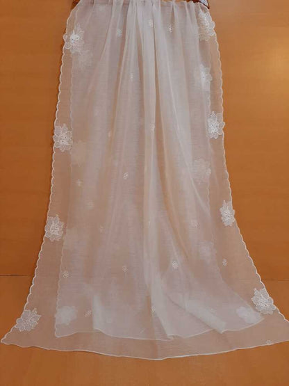 Embroided Khaadi Organza Dupatta - Dyeable - LG02