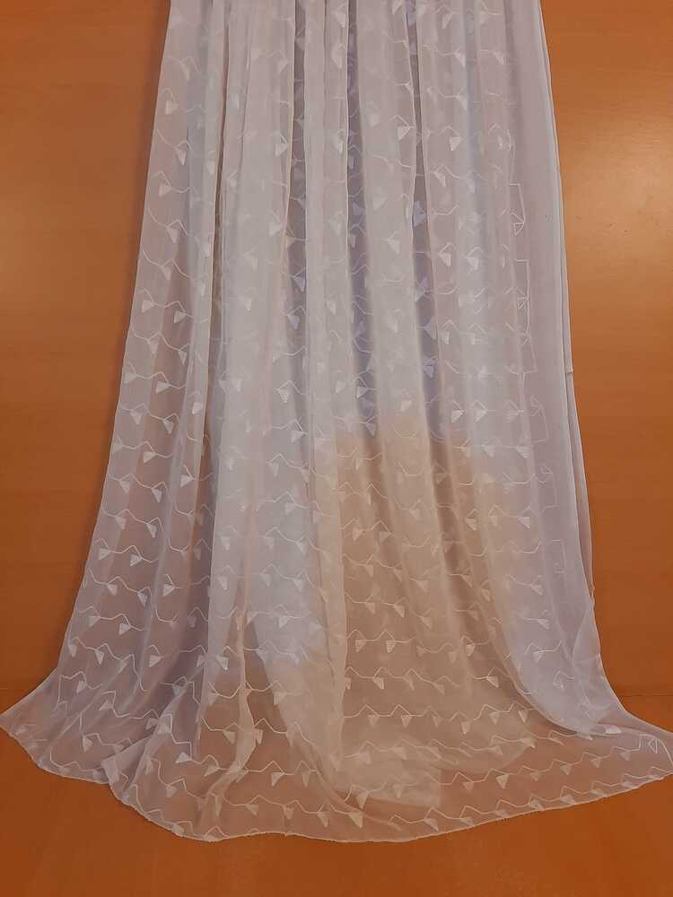 Embroided Chiffon Dupatta - Dyeable - White