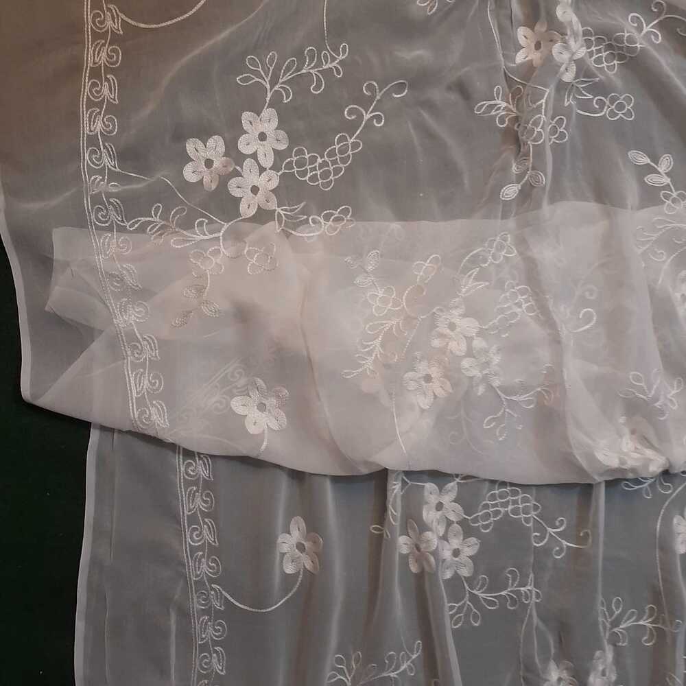 Embroided Chiffon Dupatta - Dyeable - White
