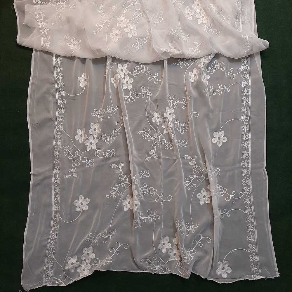 Embroided Chiffon Dupatta - Dyeable - White