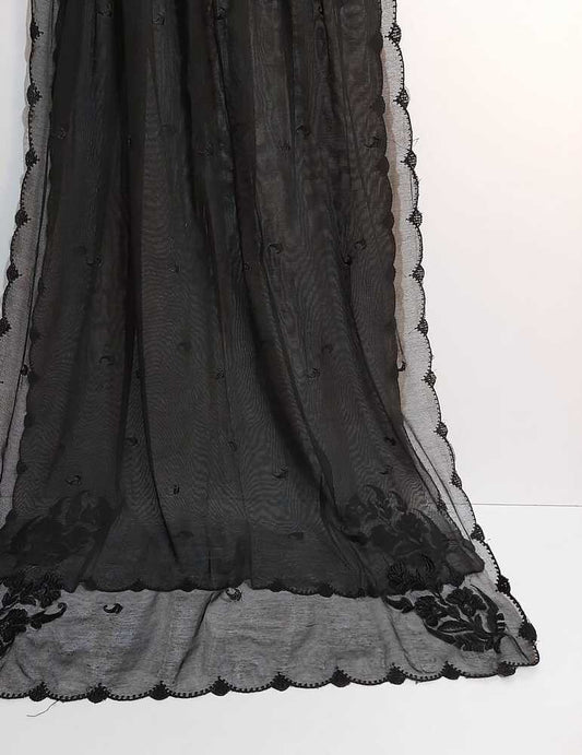 Embroided Khaadi Net Dupatta - Black - ZD813