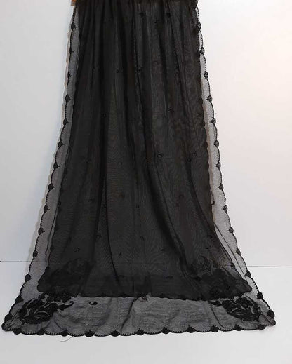 Embroided Khaadi Net Dupatta - Black - ZD813