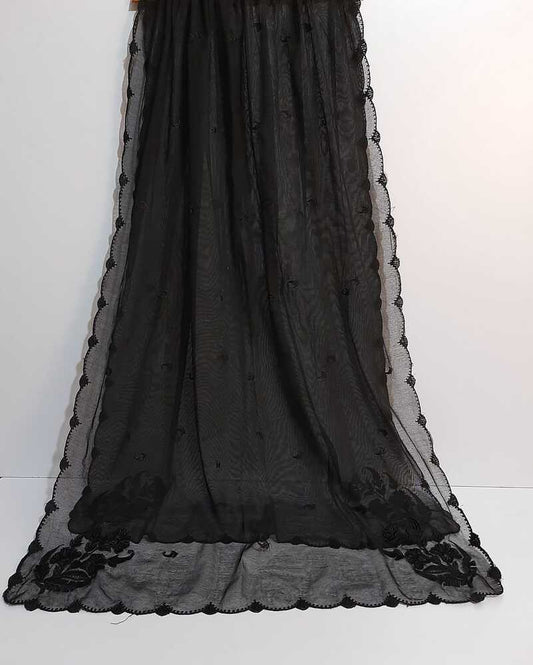Embroided Khaadi Net Dupatta - Black - ZD813