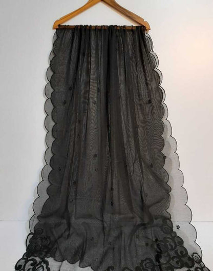 Embroided Khaadi Net Dupatta - Black - ZD819