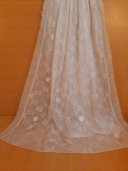 Embroided Khaadi Net Dupatta - White