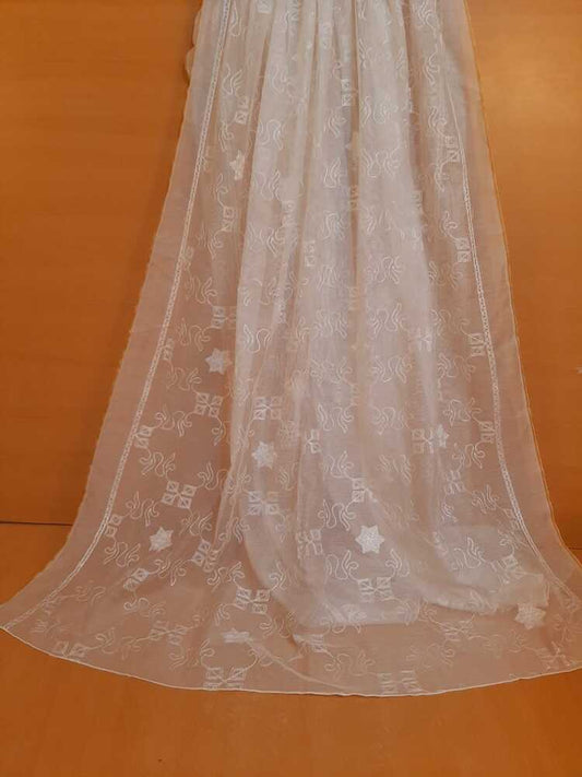 Embroided Khaadi Net Dupatta - White