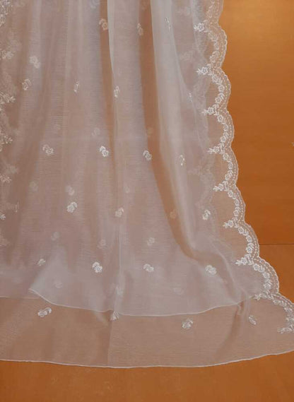 Embroided Khaadi Organza Dupatta - Dyeable - LG05