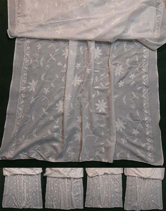 Embroided Lawn Dupatta - White