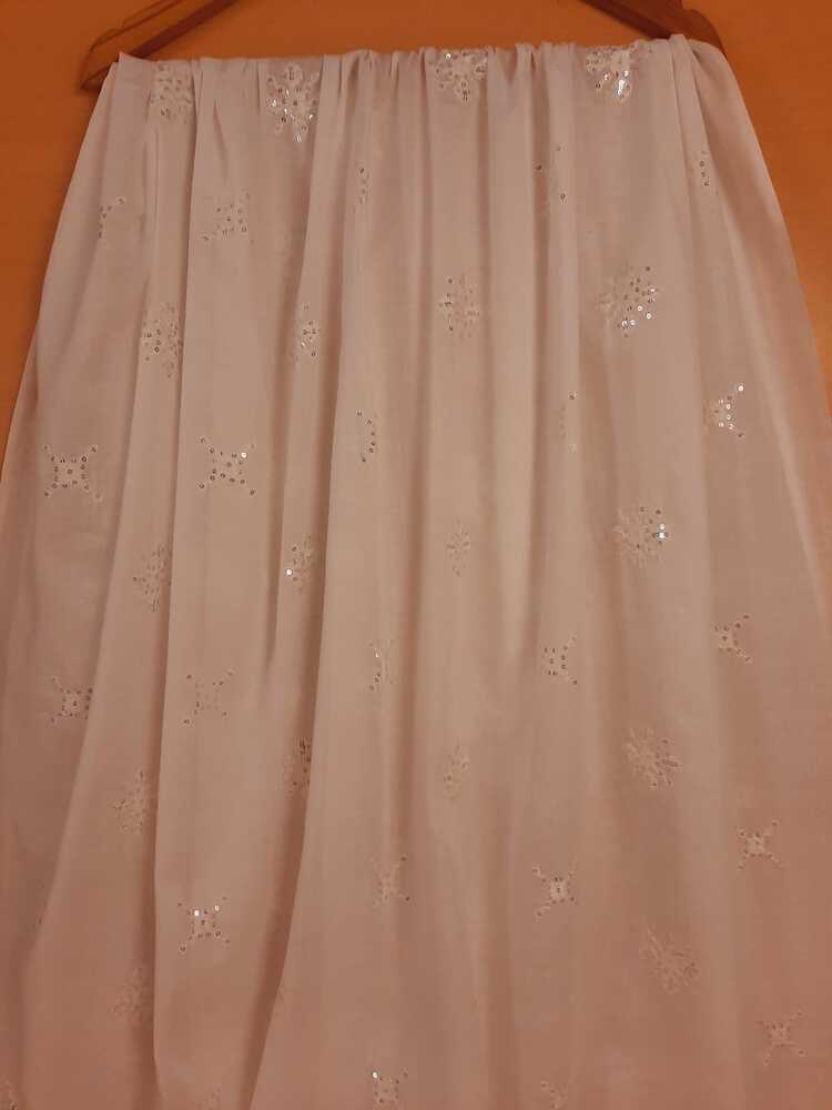 Embroided Lawn Dupatta - White - ZD26
