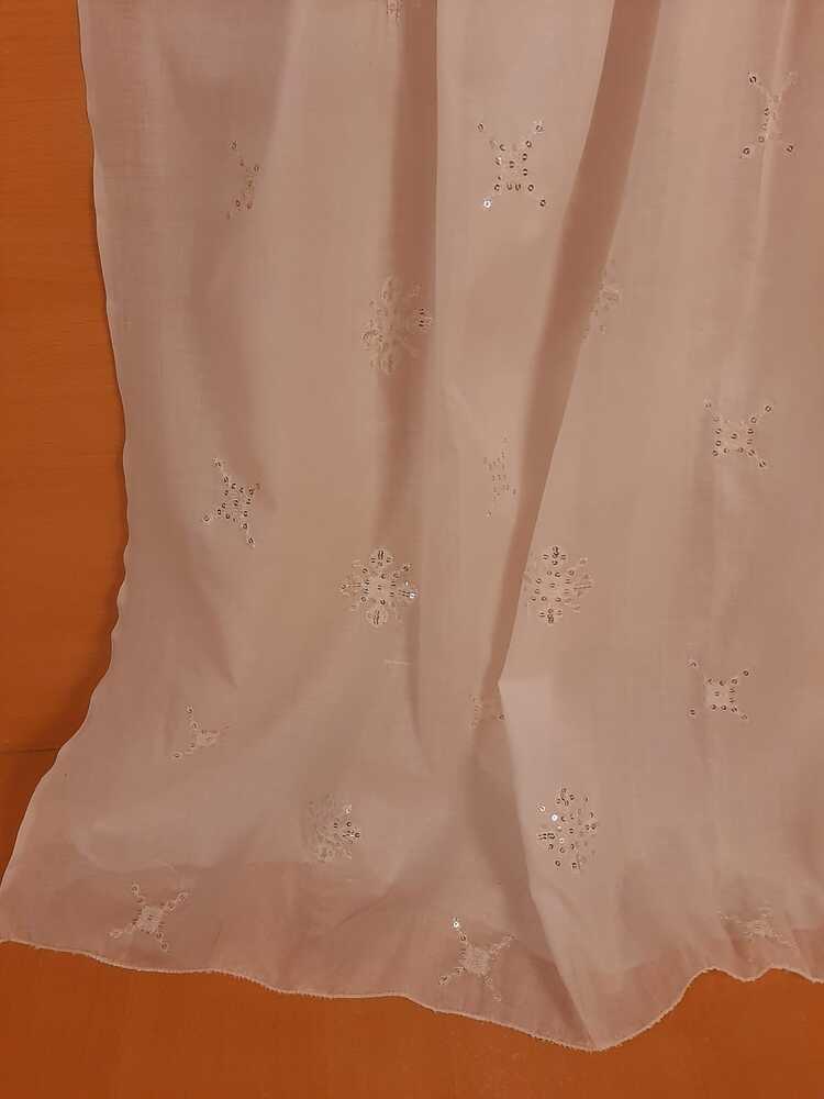 Embroided Lawn Dupatta - White - ZD26