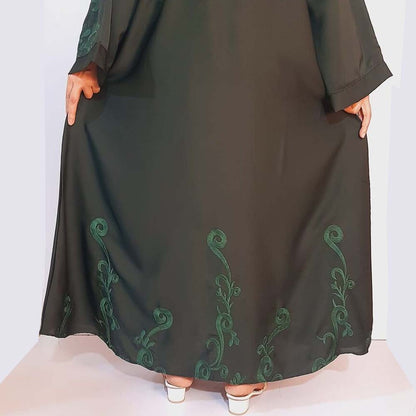 embroided maxi style nidah abaya green