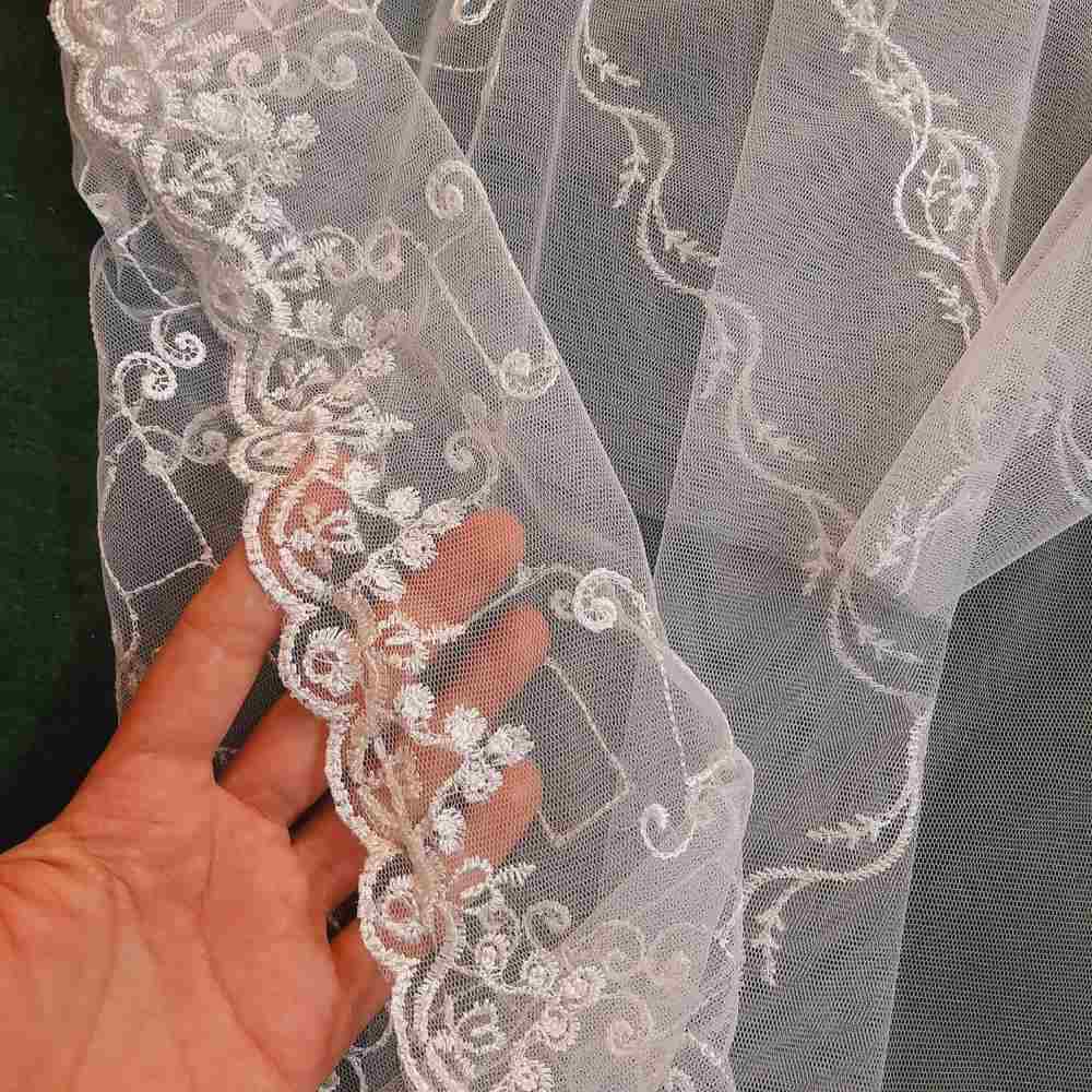 embroided net dupatta dyeable white