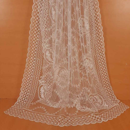 Embroided Net Dupatta Dyeable - White - ZD51