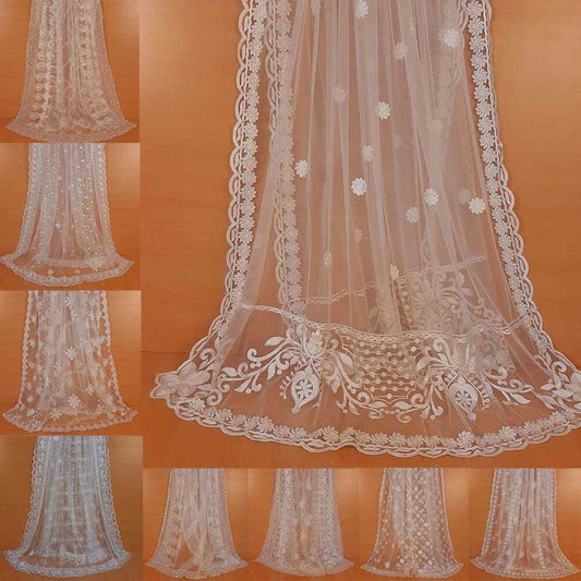 Embroided Net Dupatta Dyeable - White - ZD51