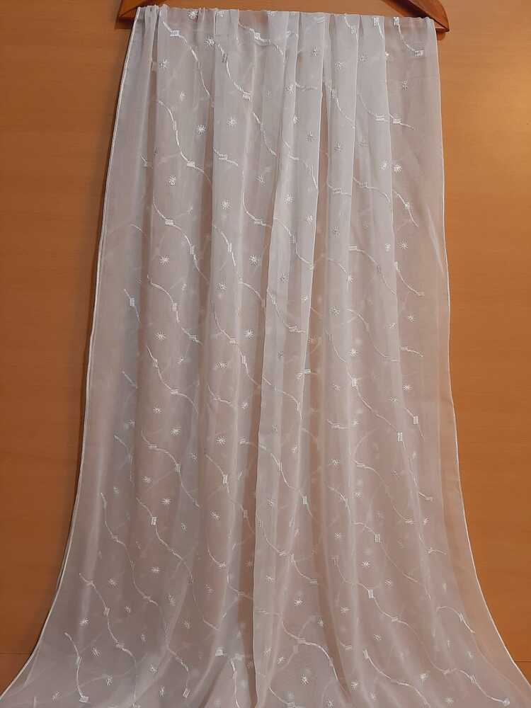 Embroided Sequence Chiffon Dupatta – White - ZD903