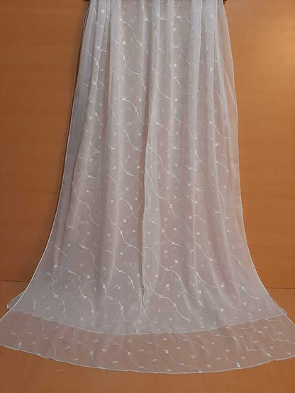 Embroided Sequence Chiffon Dupatta – White - ZD903