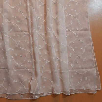 Embroided Sequence Dyeable Chiffon Dupatta - White - ZD894